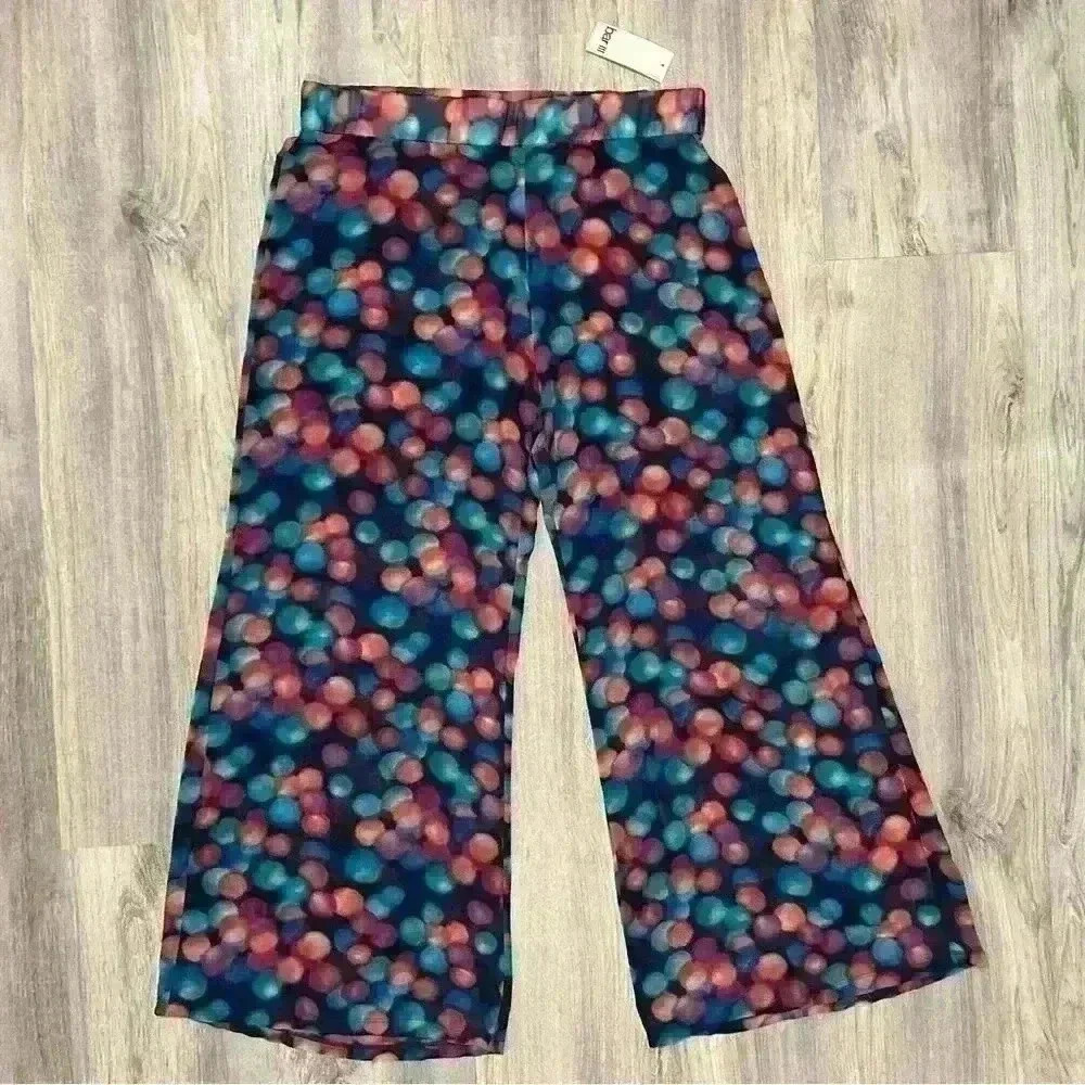 NWT Macy’s Bar III Swim Cover Up Wide Leg Pants Sheer Polka Dot Chiffon Size L